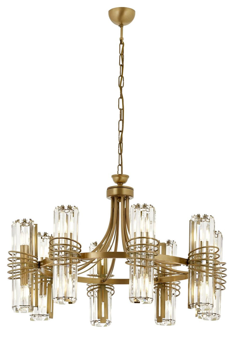Lustră Avonni AV-1906-8E, finisaj antichizat, Ø80 cm, 16xE14, metal și cristal, design vintage elegant