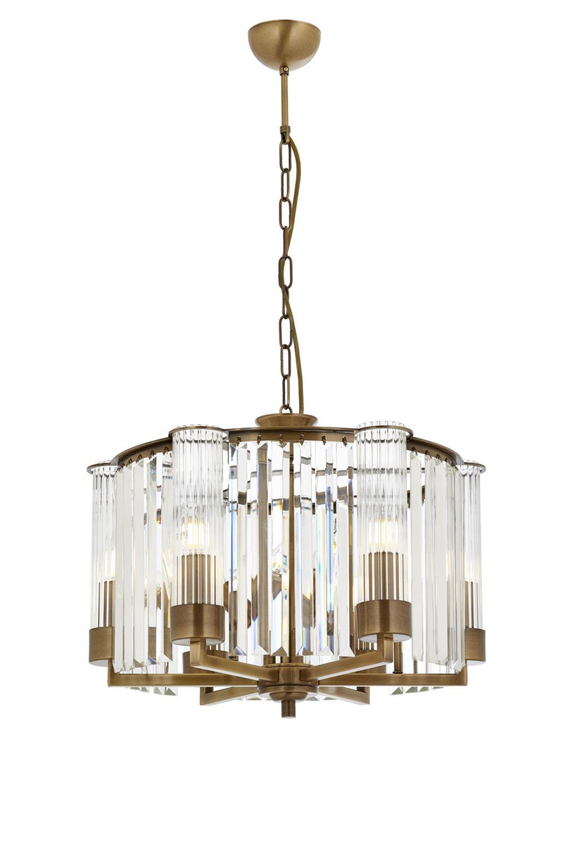 Lustră Avonni AV-1909-6E, finisaj antichizat, Ø50 cm, 6xE14, metal și cristal, design vintage elegant