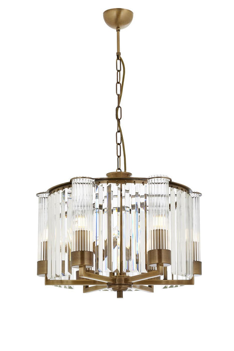 Lustră Avonni AV-1909-6E, finisaj antichizat, Ø50 cm, 6xE14, metal și cristal, design vintage elegant