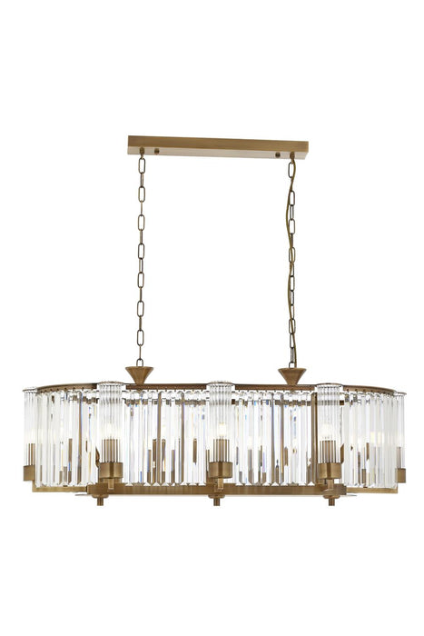 Lustră Avonni AV-1909-8E-YM, finisaj antichizat, , 8xE14, metal și cristal, design vintage elegant