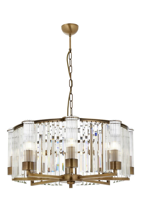 Lustră Avonni AV-1909-8E, finisaj antichizat, Ø70 cm, 8xE14, metal și cristal, design vintage elegant