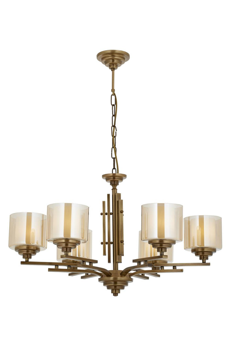 Lustră Avonni AV-1910-6E, finisaj antichizat, Ø70 cm, 6xE27, metal și sticlă, design vintage elegant