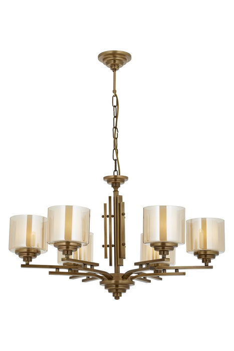 Lustră Avonni AV-1910-6E, finisaj antichizat, Ø70 cm, 6xE27, metal și sticlă, design vintage elegant