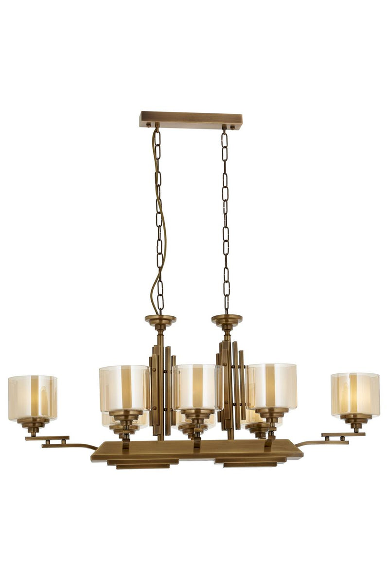 Lustră Avonni AV-1910-8E-YM, finisaj antichizat, , 8xE27, metal și sticlă, design vintage elegant