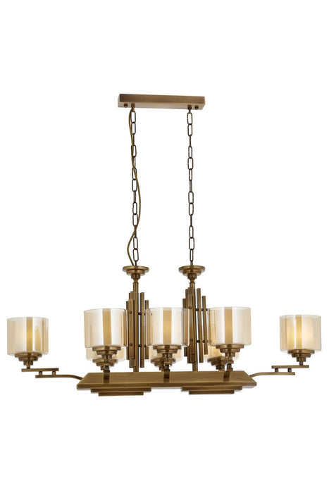 Lustră Avonni AV-1910-8E-YM, finisaj antichizat, , 8xE27, metal și sticlă, design vintage elegant