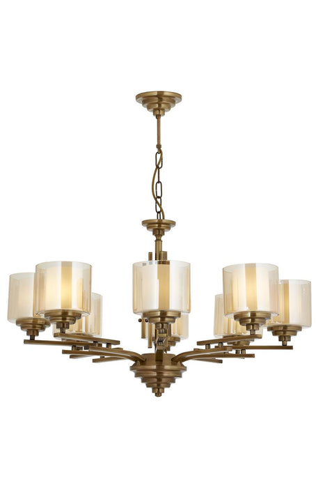 Lustră Avonni AV-1910-8E, finisaj antichizat, Ø80 cm, 8xE27, metal și sticlă, design vintage elegant