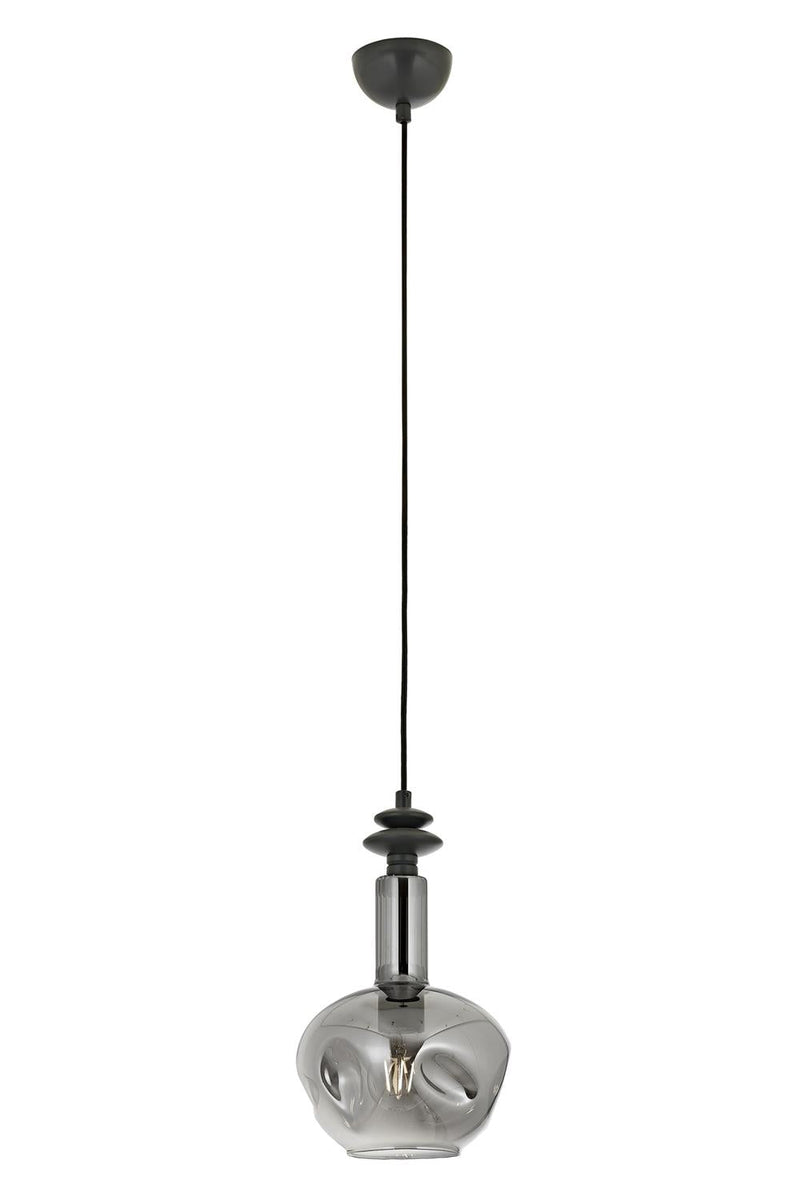 Lustră Avonni AV-1912-1GR, finisaj negru, Ø20 cm, 1xE27, metal și sticlă, design vintage elegant