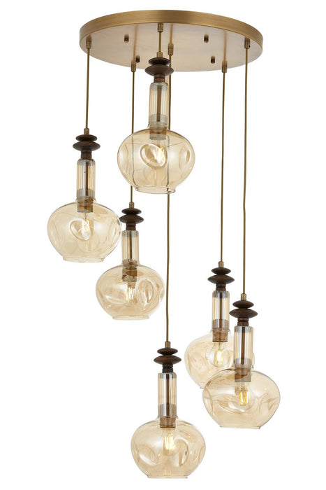 Lustră Avonni AV-1921-6T-EX, vopsea antichizată, Ø60 cm, 6xE27, metal și sticlă, design vintage elegant