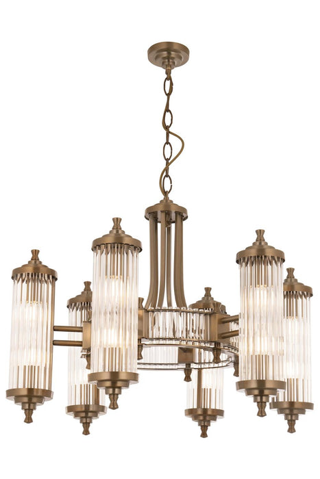 Lustră Avonni AV-35001-6E, finisaj antichizat, Ø70 cm, 6xE14, metal și sticlă, design vintage elegant