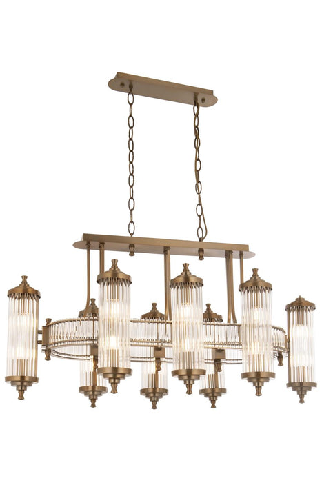 Lustră Avonni AV-35001-8E-YM, finisaj antichizat, Ø105 cm, 8xE14, metal și sticlă, design vintage elegant