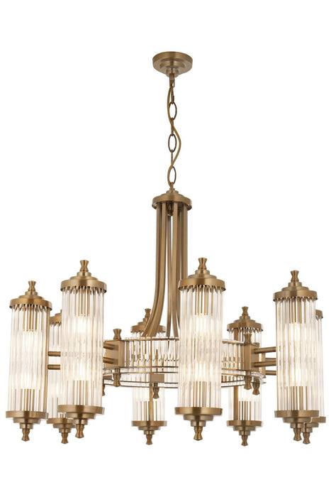 Lustră Avonni AV-35001-8E, finisaj antichizat, Ø80 cm, 8xE14, metal și sticlă, design vintage elegant