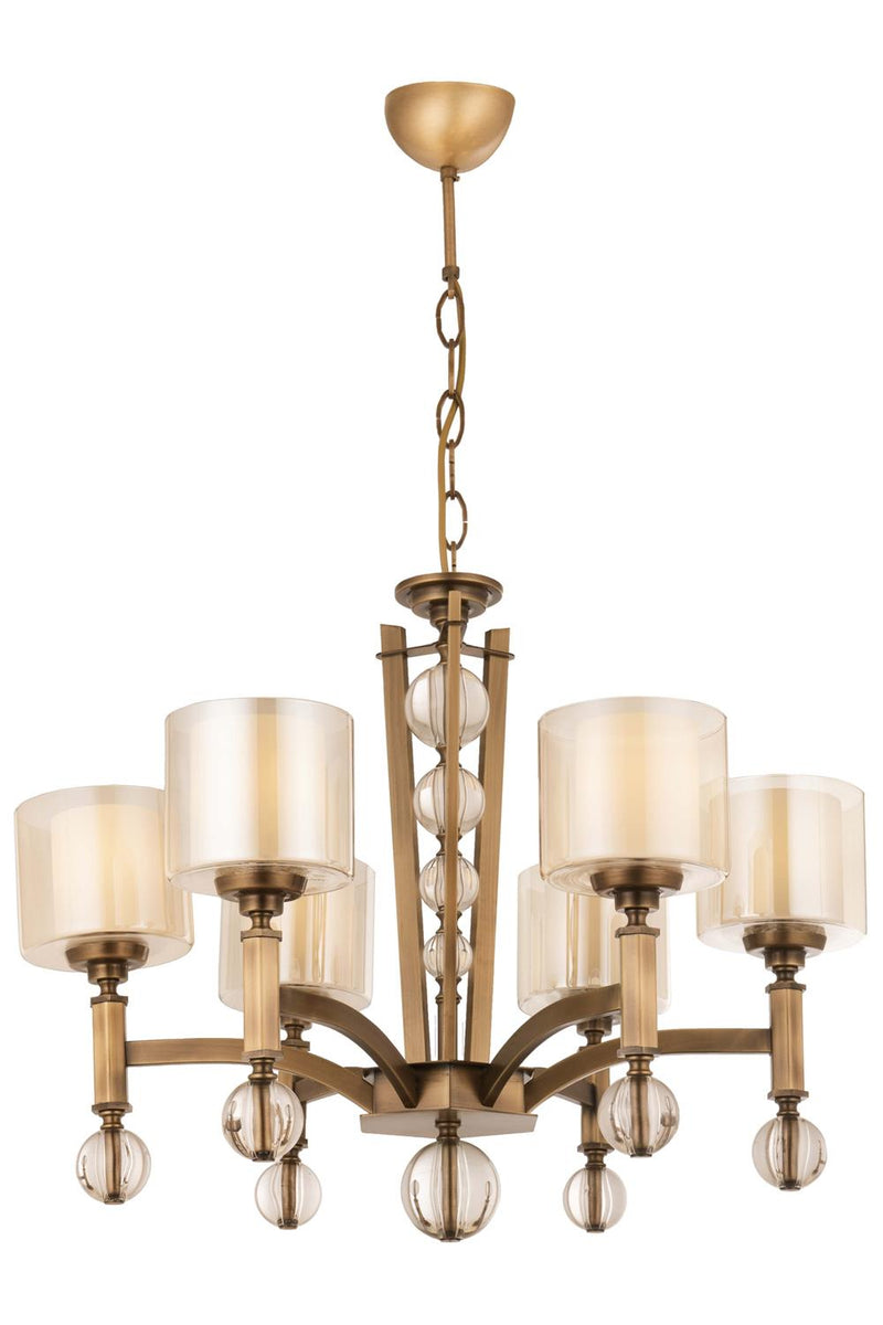 Lustră Avonni AV-35002-6E, finisaj antichizat, Ø75 cm, 6xE27, metal și sticlă, design vintage elegant