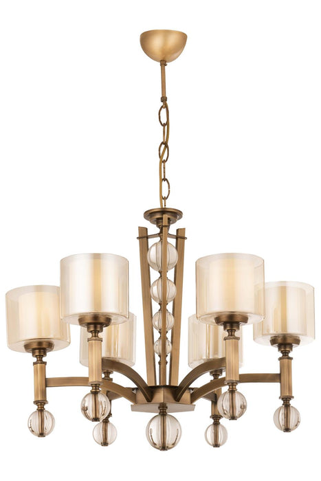 Lustră Avonni AV-35002-6E, finisaj antichizat, Ø75 cm, 6xE27, metal și sticlă, design vintage elegant