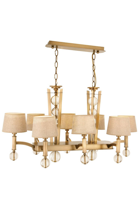 Lustră Avonni AV-35002-8ES-YM, finisaj antichizat, , 8xE27, metal și sticlă și textil, design vintage elegant