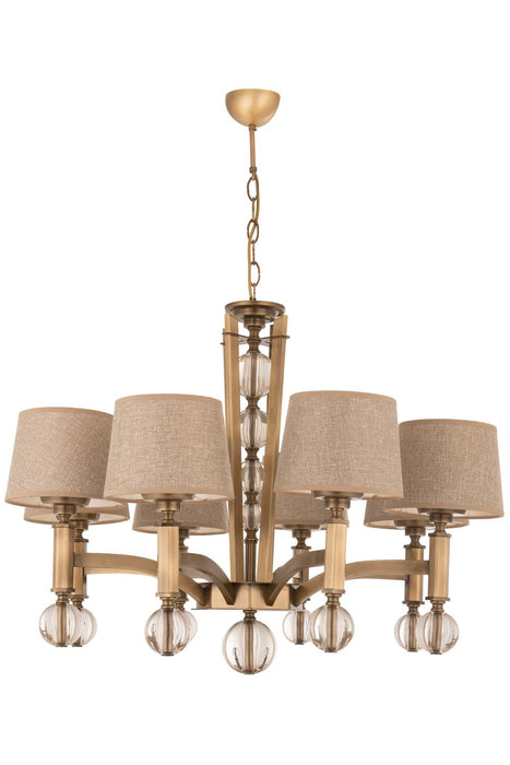 Lustră Avonni AV-35002-8ES, finisaj antichizat, Ø80 cm, 8xE27, metal și sticlă și textil, design vintage elegant