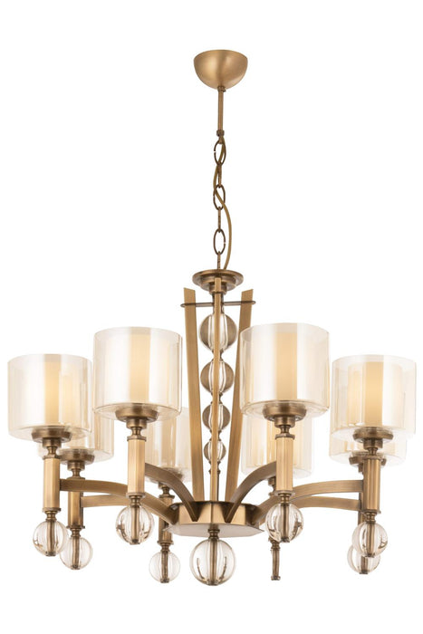 Lustră Avonni AV-35002-8E, finisaj antichizat, Ø75 cm, 8xE27, metal și sticlă, design vintage elegant