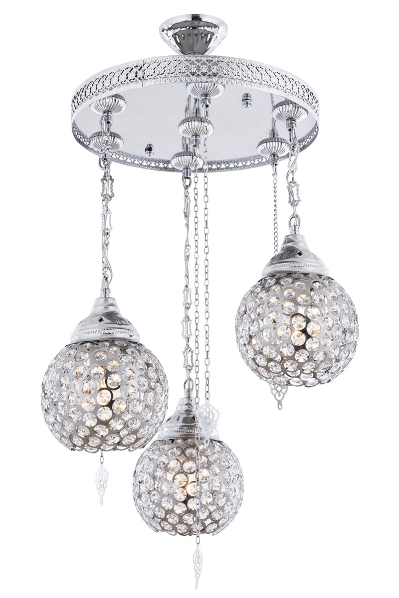 Lustra stil modern, din metal, culoare crom
