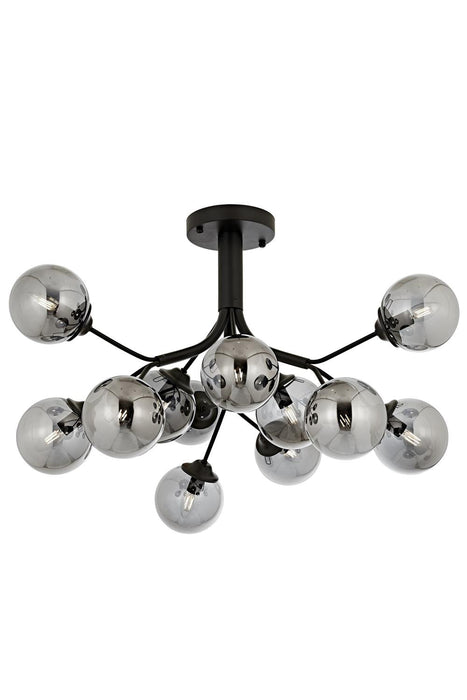 Lustră Avonni AV-4286-12BSY, vopsea neagră, Ø15 cm, 12xE14, metal și sticlă, design vintage elegant