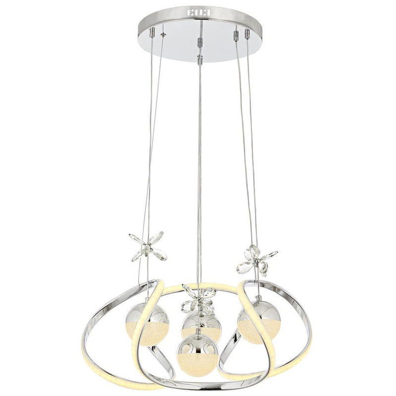 Lustră Avonni AV-5281-4K, finisaj cromat, Ø40 cm, 4xLed, metal și sticlă, design vintage elegant