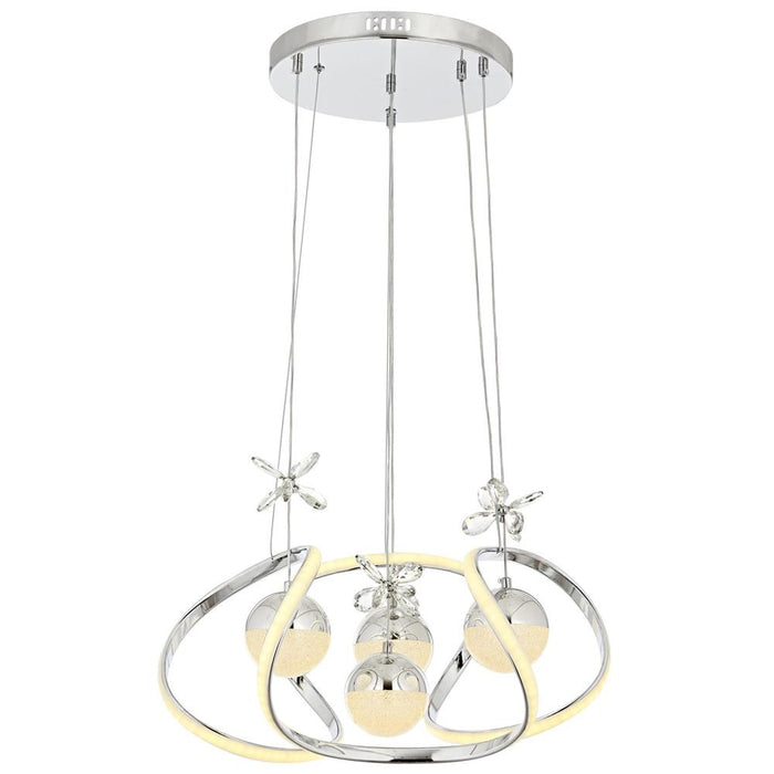 Lustră Avonni AV-5281-4K, finisaj cromat, Ø40 cm, 4xLed, metal și sticlă, design vintage elegant