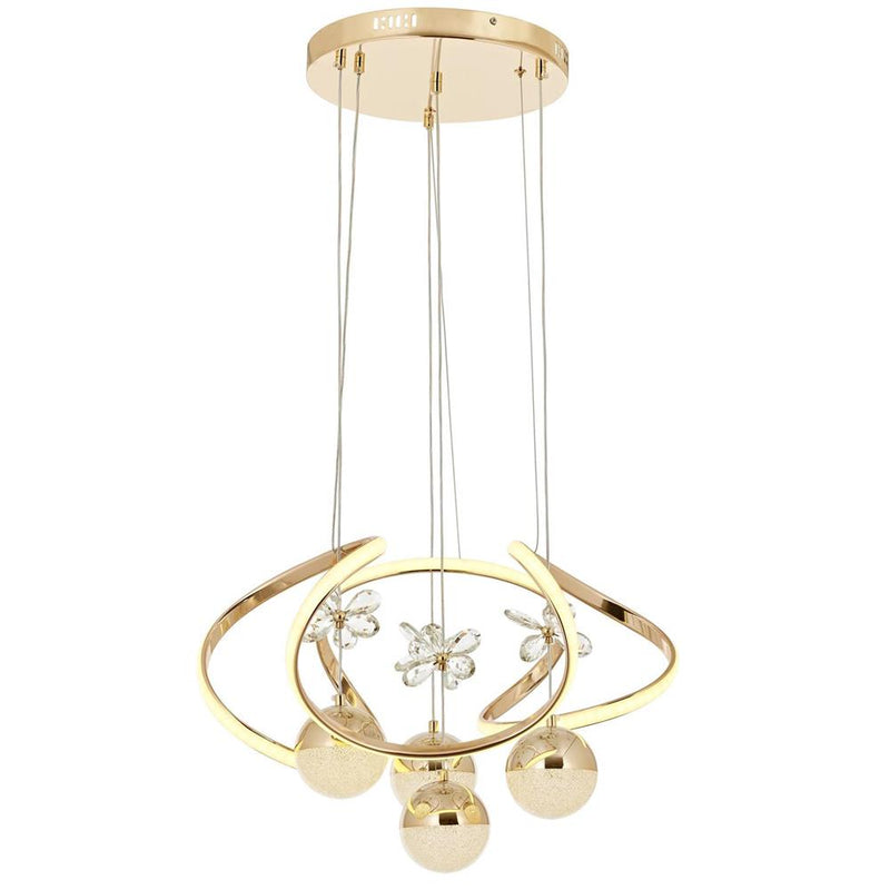 Lustră Avonni AV-5281-4S, finisaj auriu, Ø40 cm, 4xLed, metal și sticlă, design vintage elegant