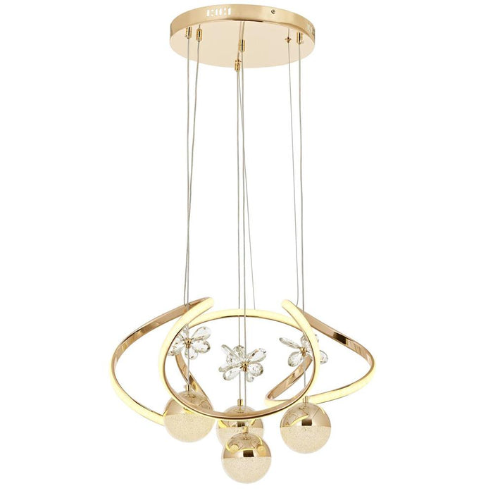 Lustră Avonni AV-5281-4S, finisaj auriu, Ø40 cm, 4xLed, metal și sticlă, design vintage elegant