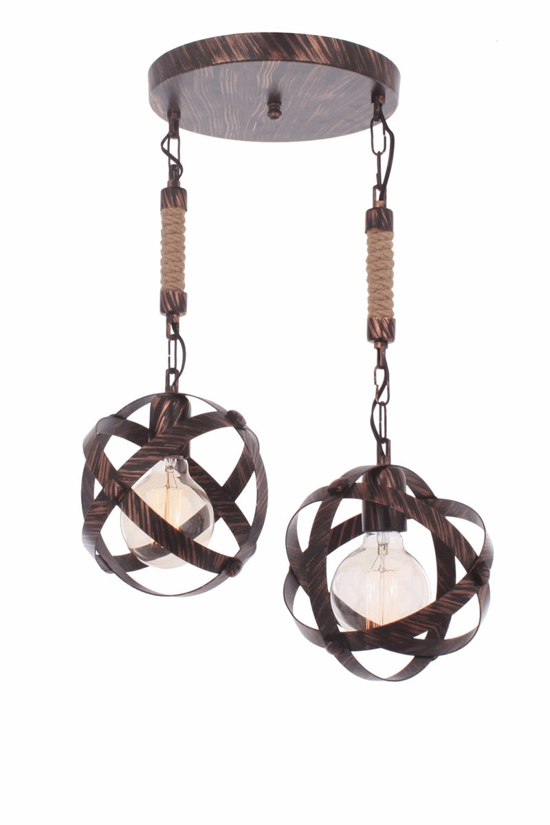 Lustra stil modern, din metal, culoare cupru patina