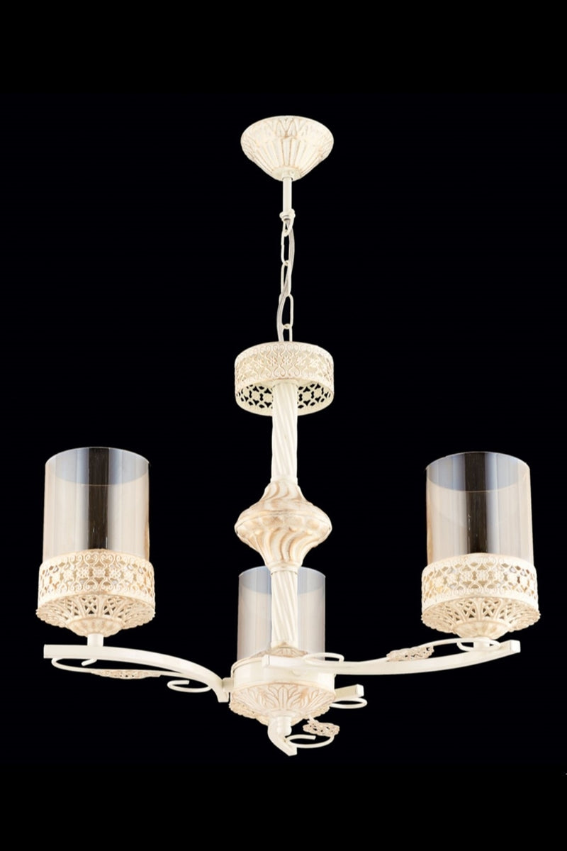 Lustra stil clasic, din metal, culoare crem fier forjat