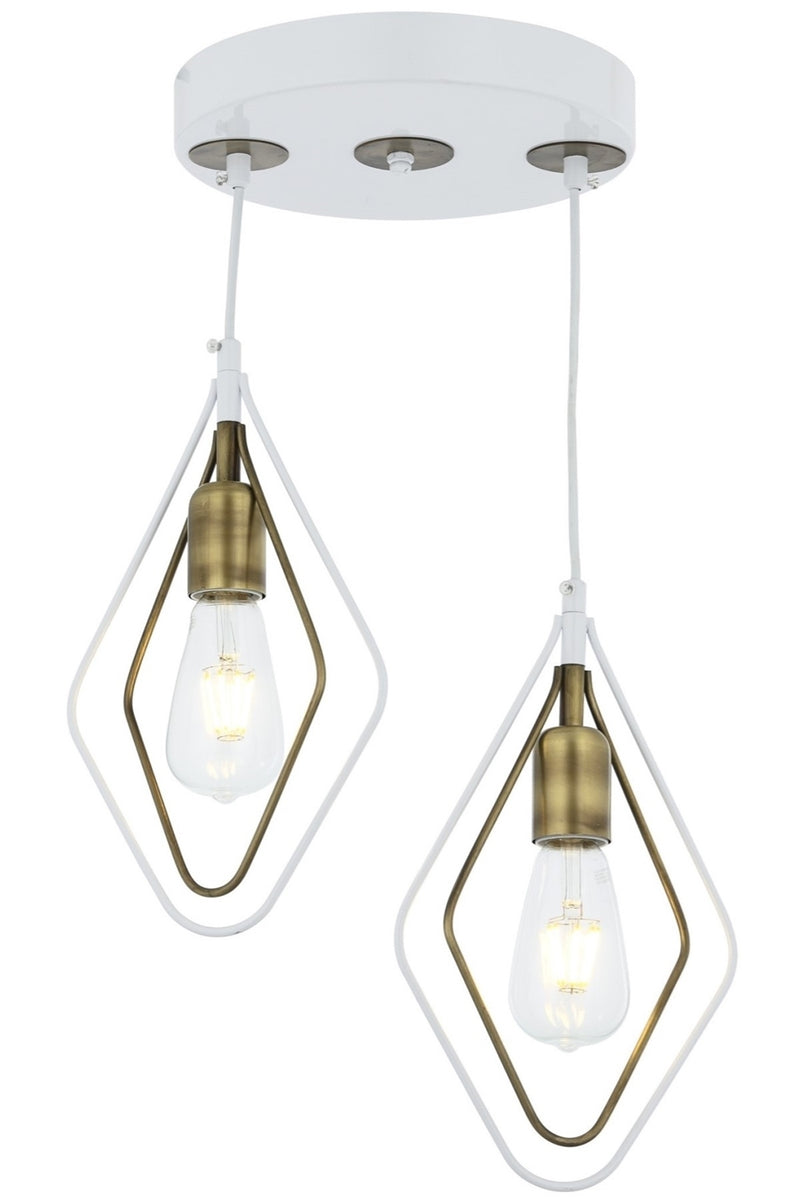 Lustra stil modern, din metal, culoare alb/antiq