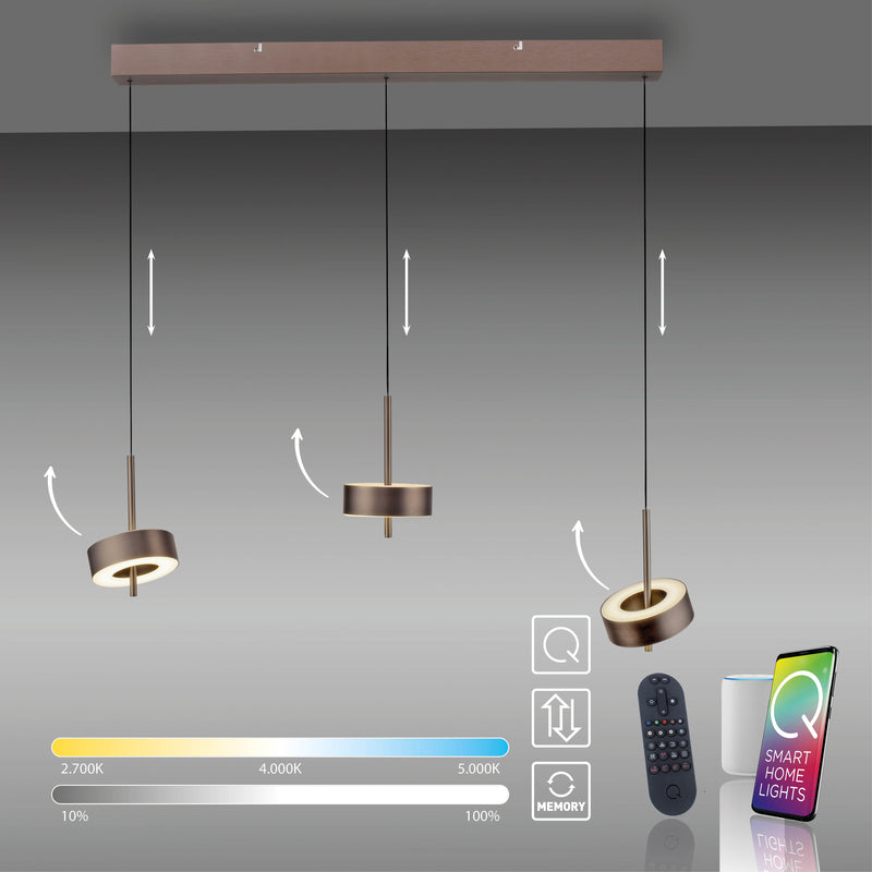 Lustra Paul Neuhaus Q-ROTATE 3xLED Maro Metalic