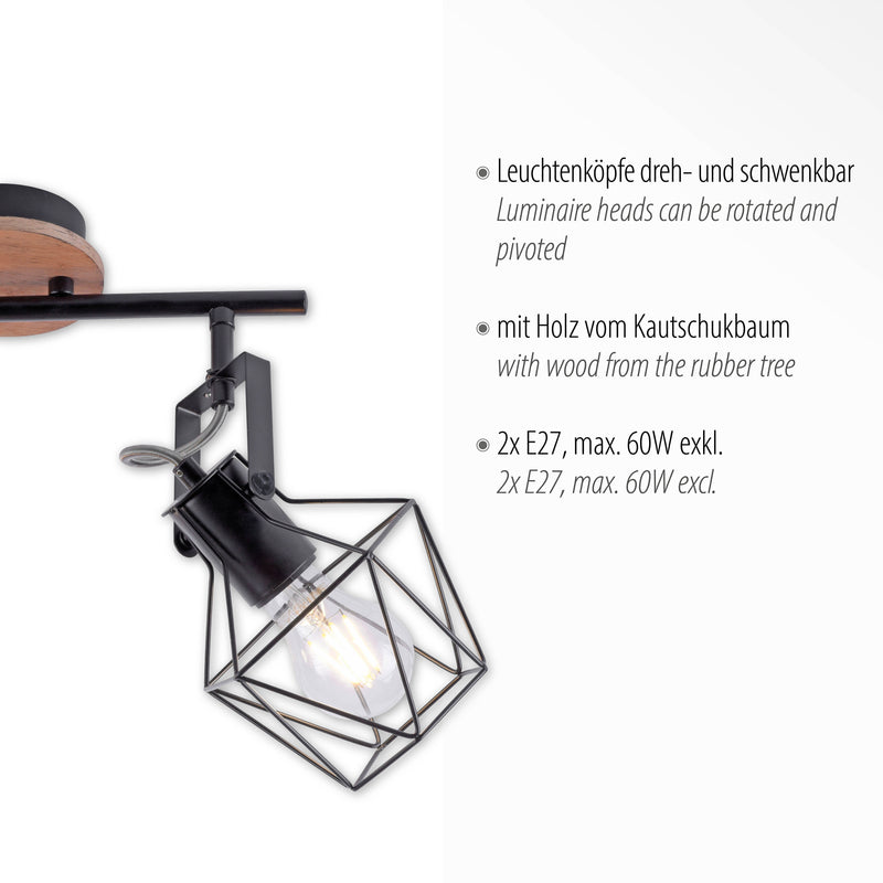 Plafoniera Paul Neuhaus JARO 2xE27 Negru
