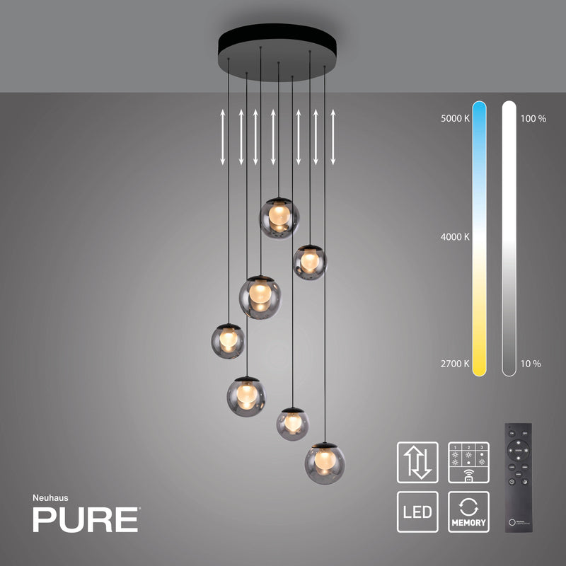 Lustra Paul Neuhaus PURE POPUP 7xLED Gri