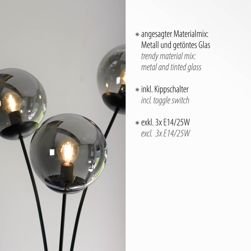 Lampadar Paul Neuhaus BIG WIDOW 3xE14 Negru