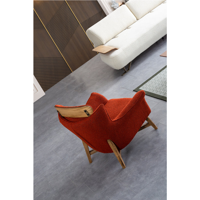 Fotoliu Bergere Lux Hilton Inev Asi Home, Boucle portocaliu, lungime 80cm latime 81cm, Inaltime 85cm