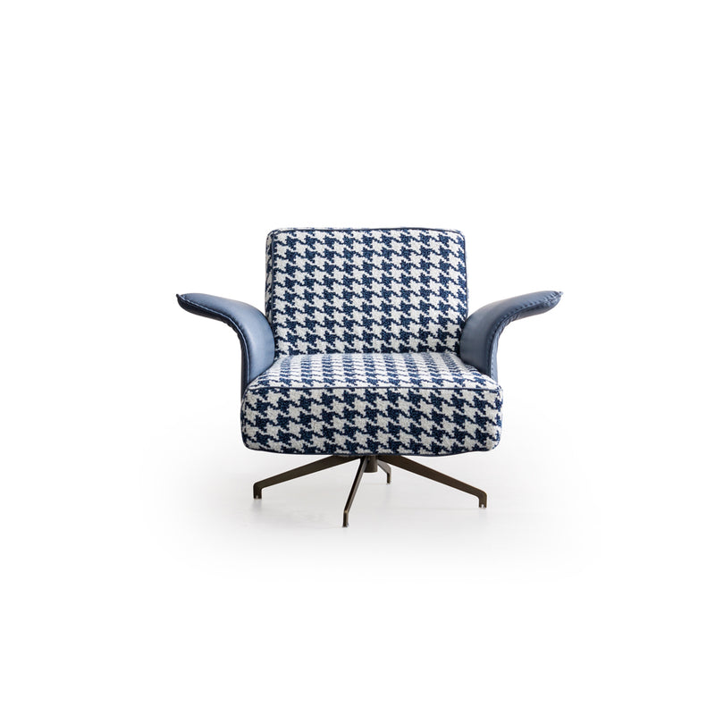 Fotoliu Bergere Arty Inev Asi Home, Textil Boucle, Ekose Albastru Alb, lungime 104cm latime 91cm, Inaltime 80cm