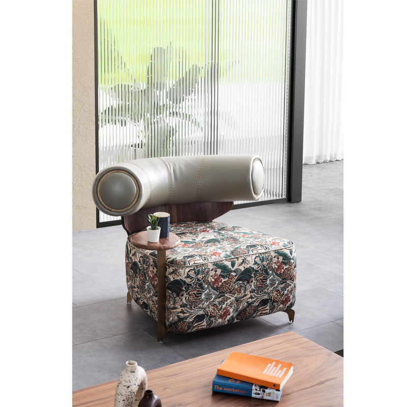 Fotoliu Bergere Rover Inev Asi Home, Verde Olive Tropical, lungime 101cm latime 97cm, Inaltime 78cm