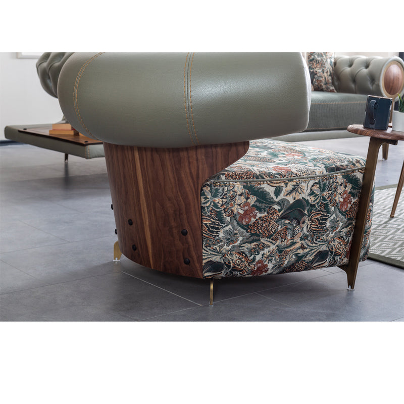 Fotoliu Bergere Rover Inev Asi Home, Verde Olive Tropical, lungime 101cm latime 97cm, Inaltime 78cm