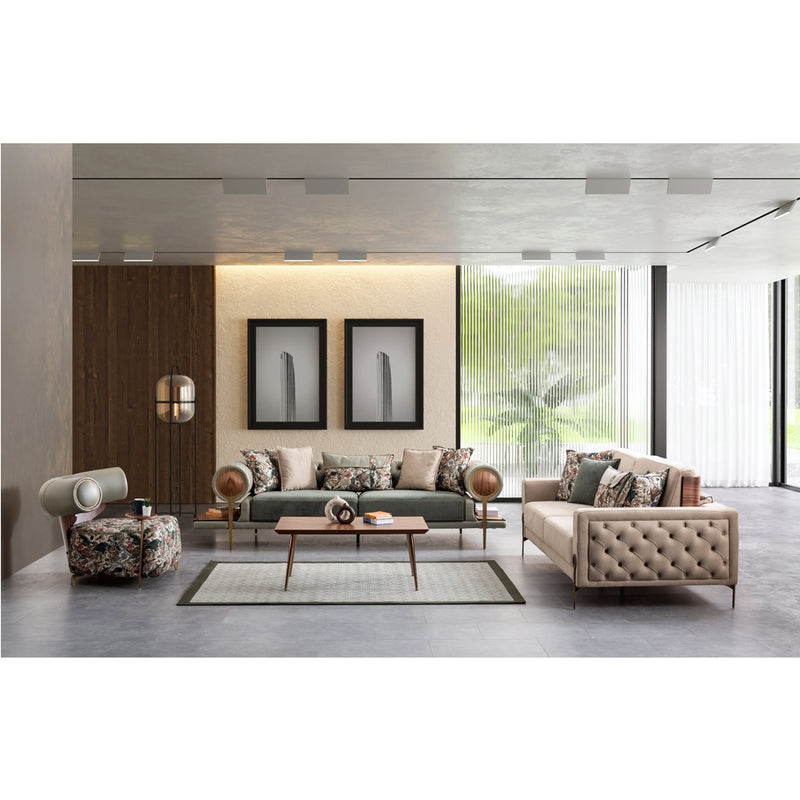 Fotoliu Bergere Rover Inev Asi Home, Verde Olive Tropical, lungime 101cm latime 97cm, Inaltime 78cm