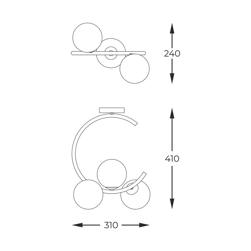 Plafoniera Molecule C0454-03Q-F7AA 3 x G9 MAX 33W metal, corp auriu francez, abajururi din sticla