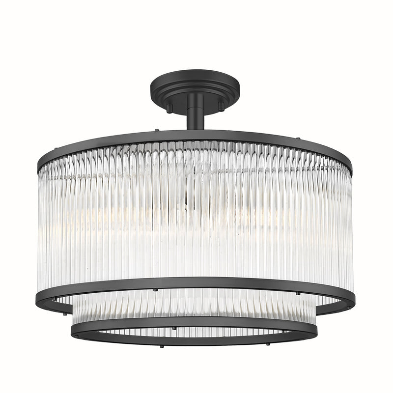 Plafoniera Sergio C0528-05H-P7AC 5 x E14 MAX 60W negru mat, corp metalic abajur din sticla