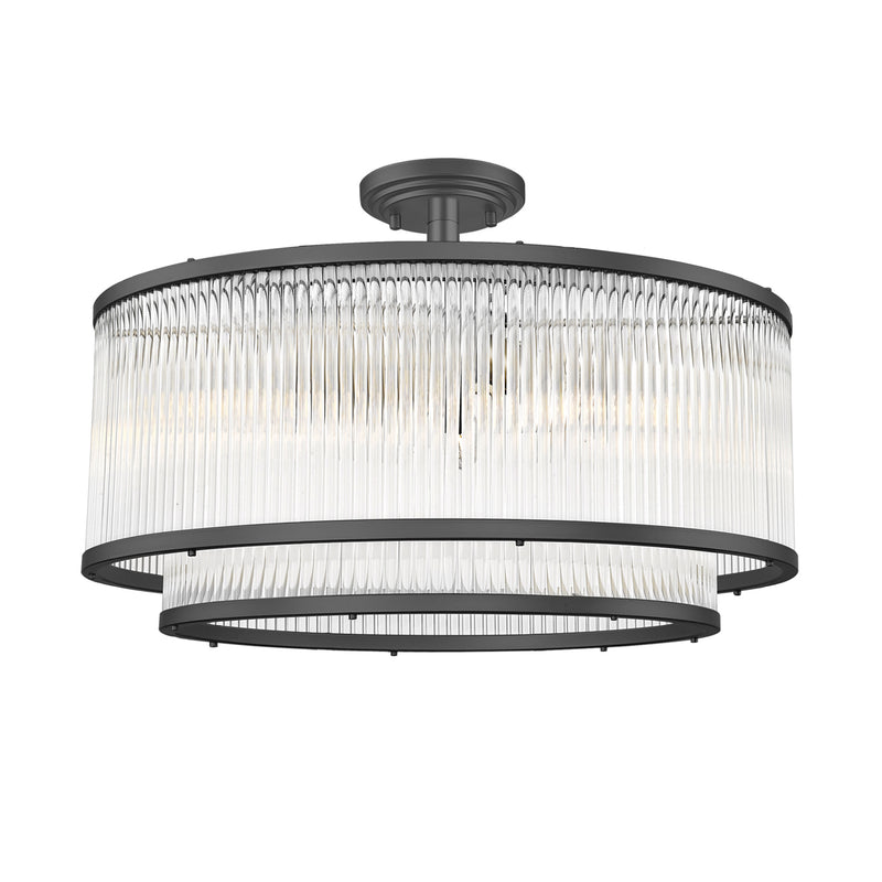Plafoniera Sergio C0528-06H-P7AC 6 x E14 MAX 60W negru mat, corp metalic abajur din sticla