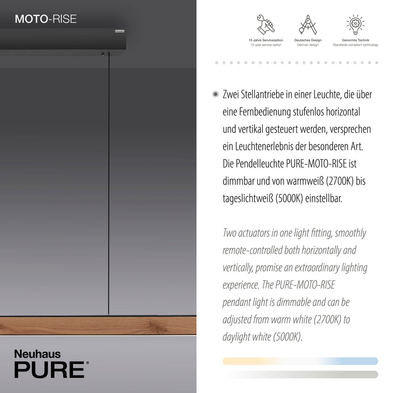 Lustra Paul Neuhaus PURE MOTO-RISE 3xLED Lemn Natural