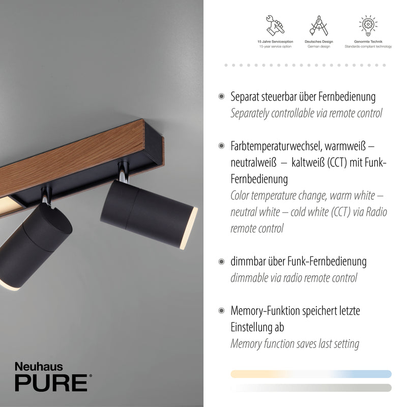 Plafoniera Paul Neuhaus PURE-LINES 5xLED Lemn Natural