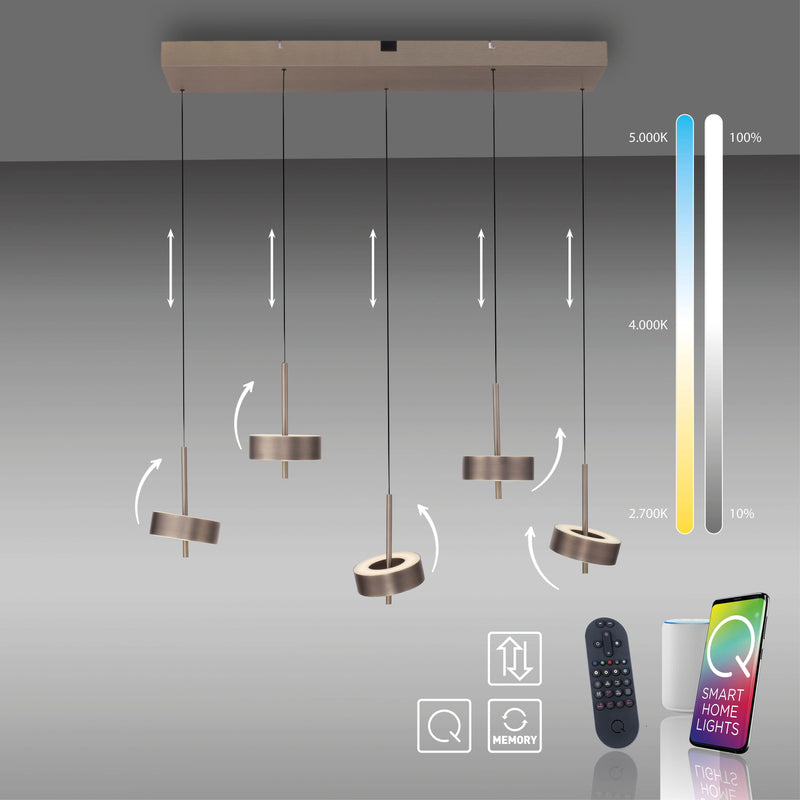 Lustra Paul Neuhaus Q-ROTATE 5xLED Maro Metalic