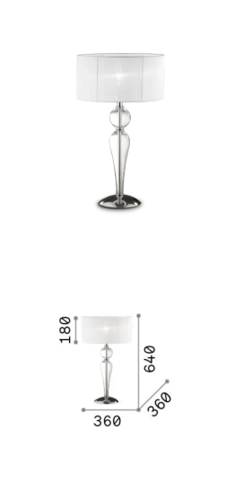 Veioza DUCHESSA Ideal Lux, E27 max 1 x 60W, D36, H64cm, Transparent