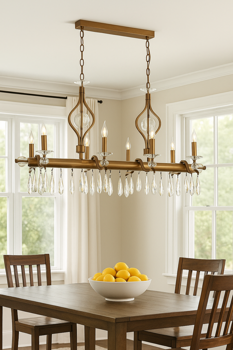 Lustră Avonni AV-1902-8EY, vopsea antichizată, , 8xE14, metal și sticlă, design vintage elegant