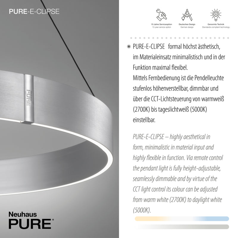 Lustra Paul Neuhaus PURE E-CLIPSE 2xLED Aluminiu