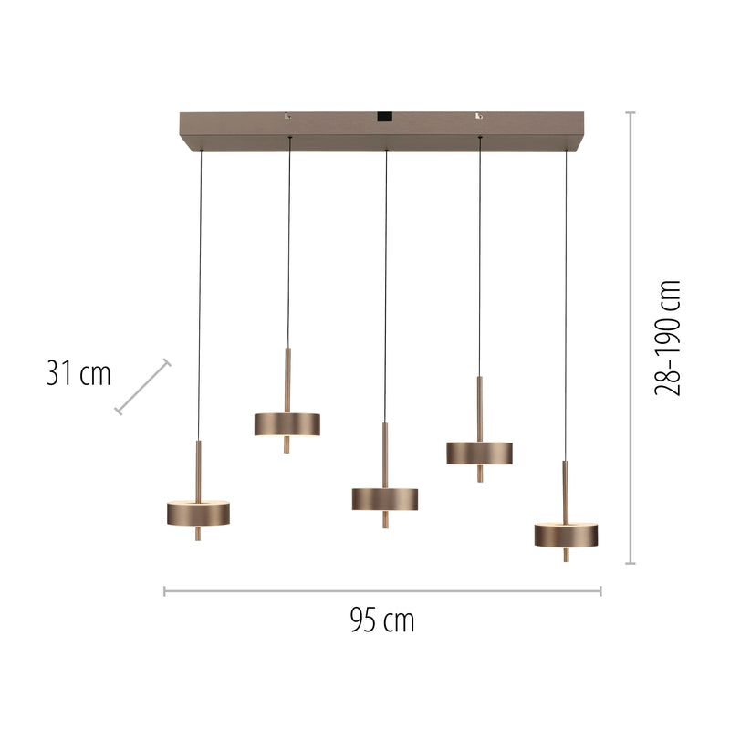 Lustra Paul Neuhaus Q-ROTATE 5xLED Maro Metalic