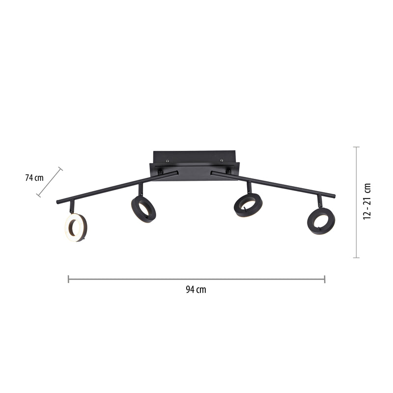 Plafoniera Paul Neuhaus SILEDA 4xLED Negru