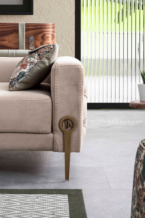 Canapea Rover Inev Asi Home - Verde Olive, Catifea, Lemn și Metal Bronz Antique, 230 cm